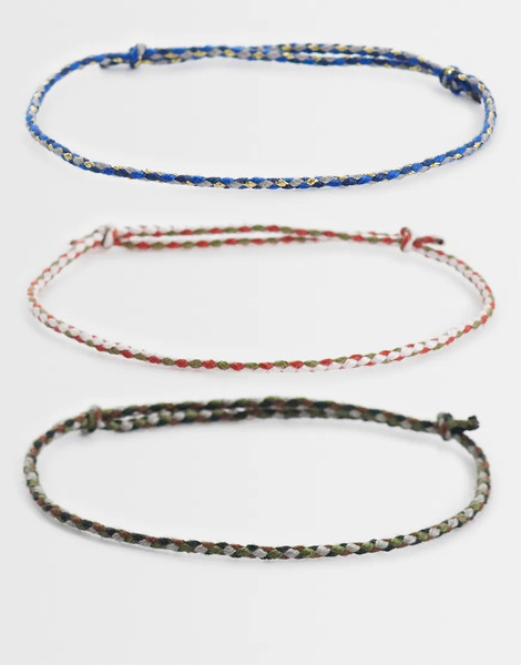  Asos Design 3 Pack Puller Rope Cord Bracelet In Multi 