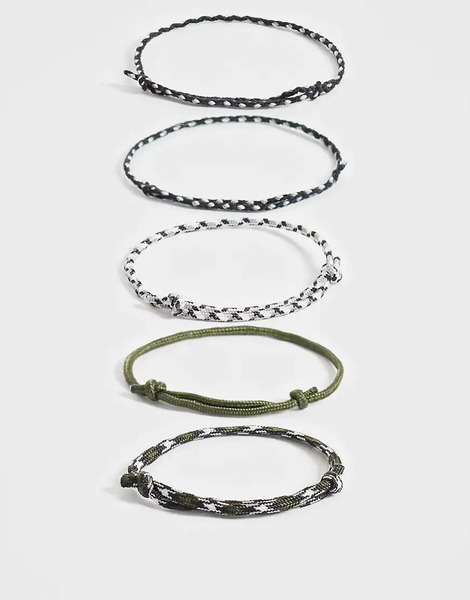  Asos Design 5 Pack Rope Bracelet In Multi 