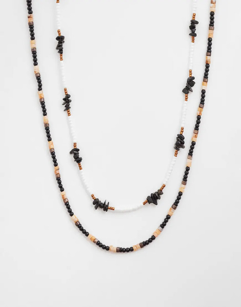  Asos Design 2 Pack Seedbead Necklace In Multi 