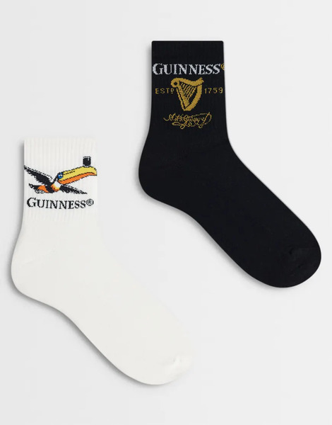  Asos Design 2 Pack Socks With Guinness Graphic In Multi 