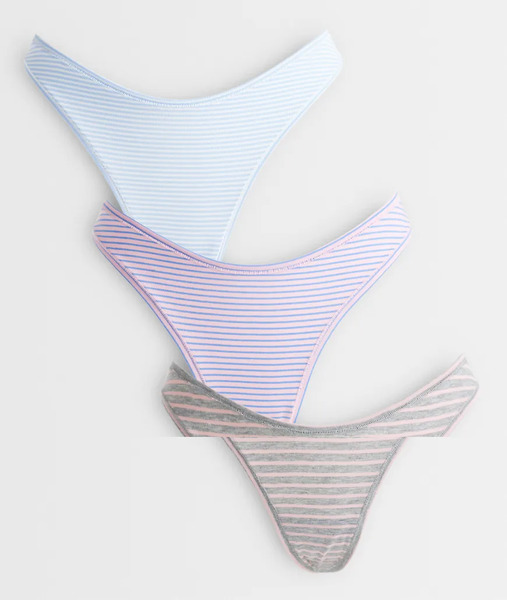  Asos Design 3 Pack Stripe Thong In Lilac & Pink Multi 