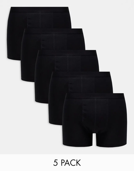  Asos Design 5 Pack Trunks In Black 