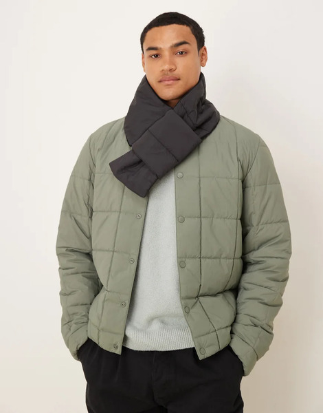  Asos Design Padded Quilt Packable Scarf In Black 