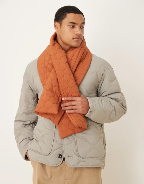  Asos Design Padded Quilt Scarf In Orange 