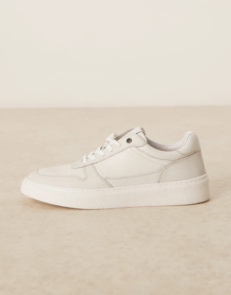  Asos Design Panelled Trainers In Off White Leather 