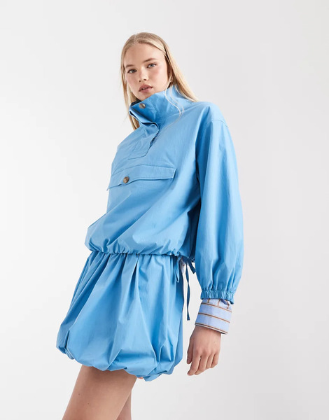  Asos Design Paper Touch Poplin Shorts Co Ord Blue 