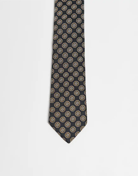  Asos Design Patterned Tie In Black 