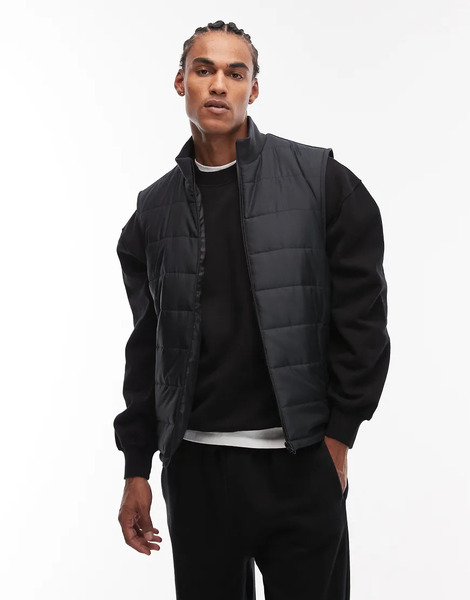  Asos Design Peakmax Quilted Gilet In Black 