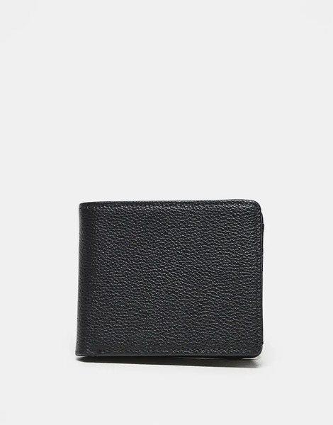  Asos Design Pebbled Leather Wallet In Black 