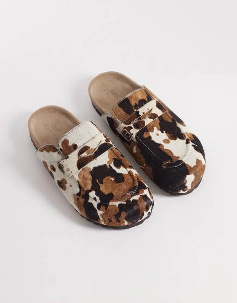  Asos Design Penny Loafer Mule In Cow Print Multi 