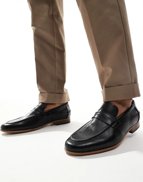  Asos Design Penny Loafers In Black 