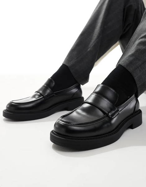  Asos Design Penny Loafers In Black 