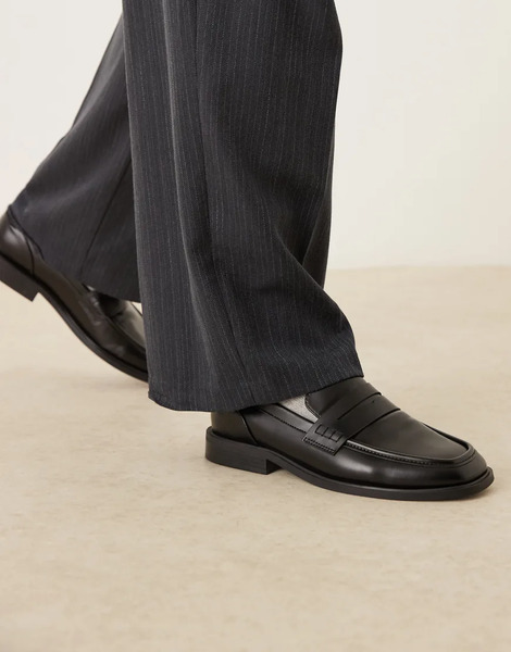  Asos Design Penny Loafers In Black 
