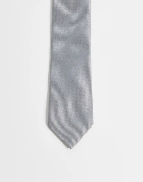  Asos Design Plain Satin Tie In Grey Neutral 