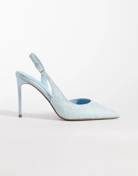  Asos Design Polar Slingback Stiletto High Heel Shoes In Blue 