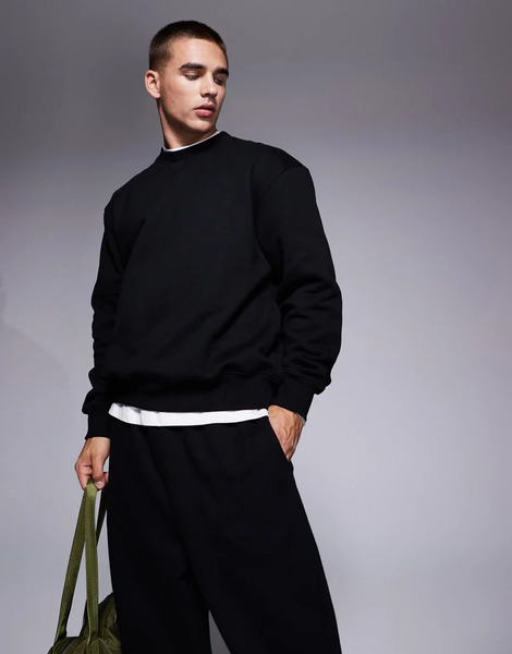  Asos Design Premium Heavyweight Oversized Sweatshirt 400gsm In Black   Black 