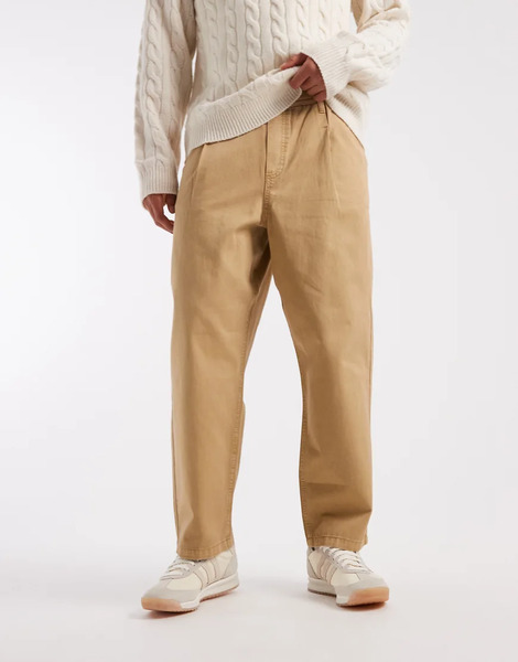  Asos Design Pull On Relaxed Tapered Trousers In Beige Neutral 