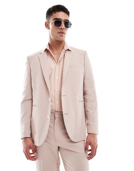  Asos Design Regular Suit Jacket In Dusty Pink 