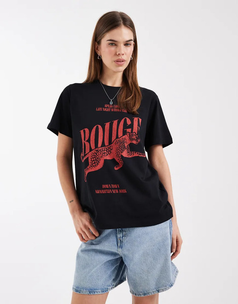  Asos Design Regular T Shirt With Leopard Graphic In Black 
