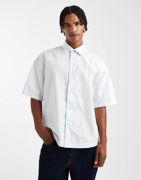  Asos Design Relaxed Shirt In Blue 