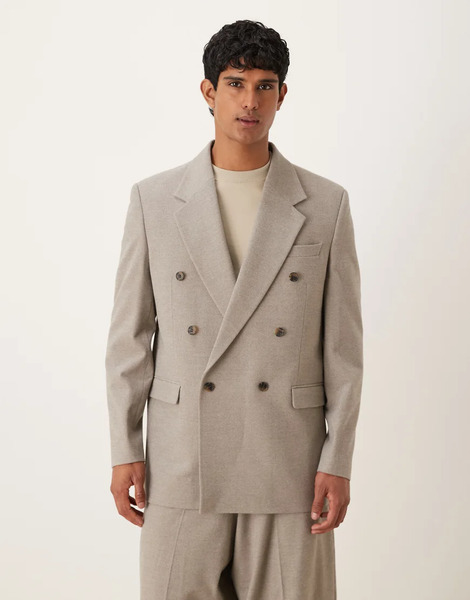  Asos Design Relaxed Suit Jacket In Grey Brushed Marl 