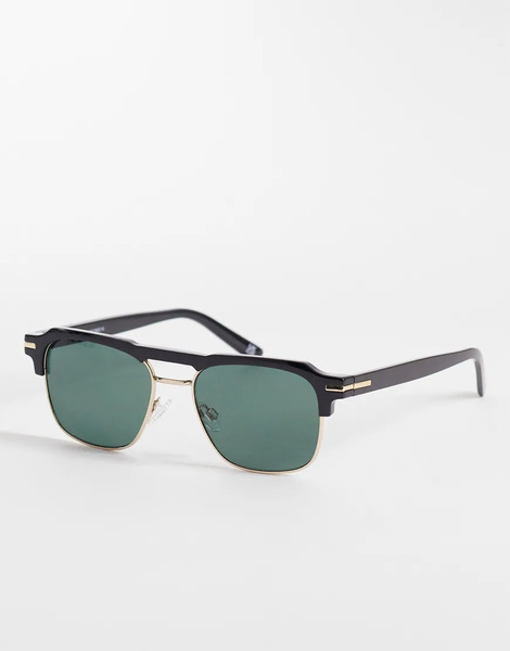  Asos Design Retro Sunglasses In Black Frame With Smoke Lens 