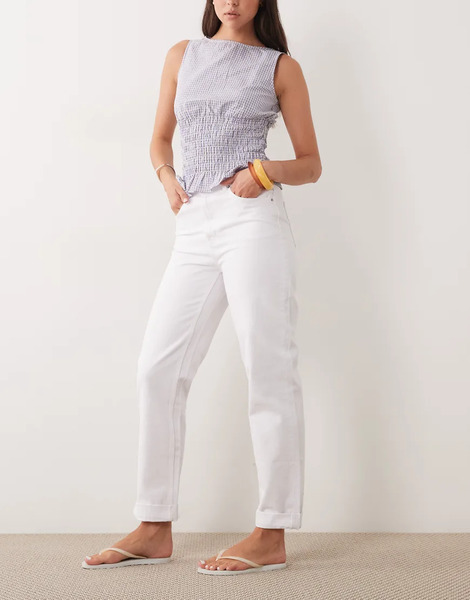 Asos Design Roll Up Hem Slouch Jean In White 