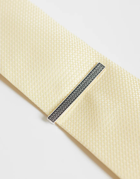  Asos Design Rope Textured Tie Bar In Silver 
