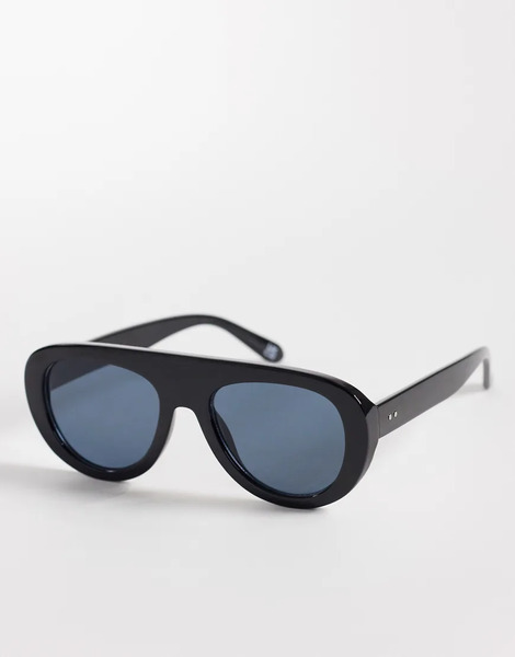  Asos Design Round Aviator In Black 