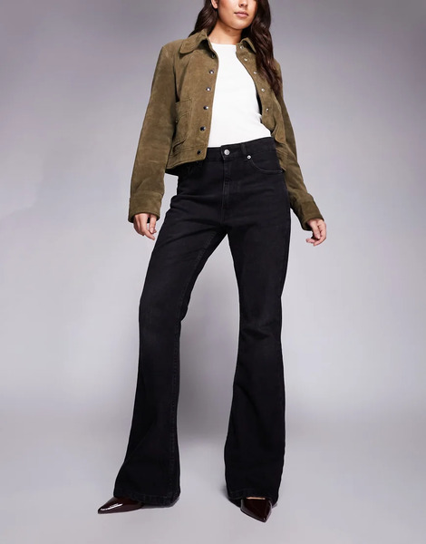  Asos Design 90s Flare Jean In Washed Black 