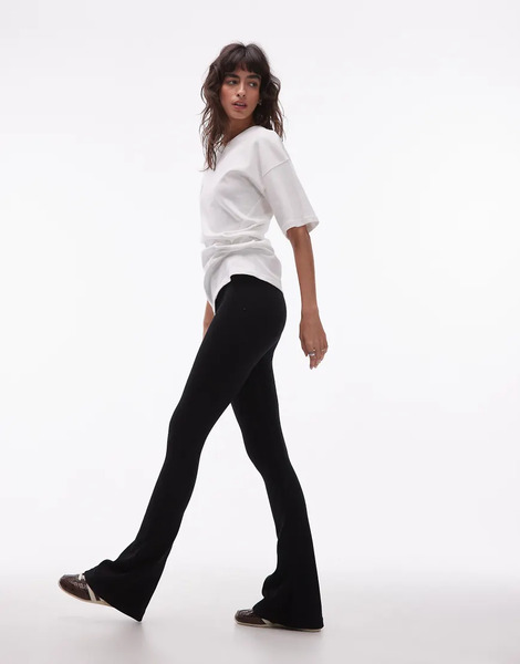  Asos Design Seamless Ribbed Flare Legging In Black 