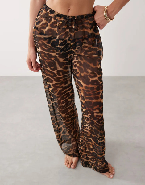  Asos Design Sheer Animal Print Trouser Multi 