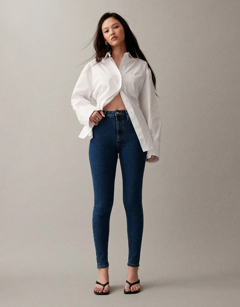  Asos Design Skinny Jeans In Mid Blue 