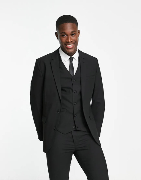  Asos Design Skinny Suit Jacket In Black 