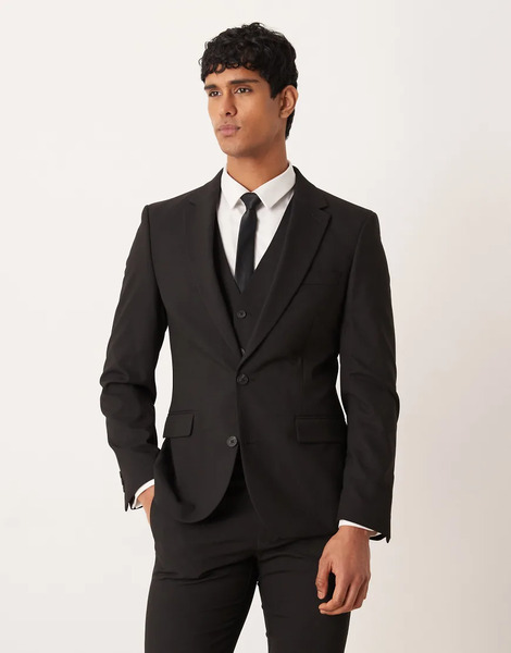  Asos Design Skinny Suit Jacket In Black 