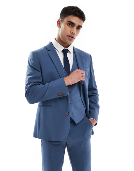  Asos Design Skinny Suit Jacket In Blue 