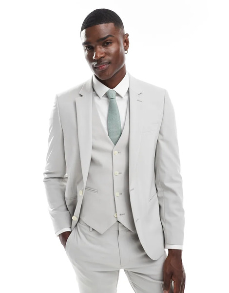  Asos Design Skinny Suit Jacket In Light Grey 