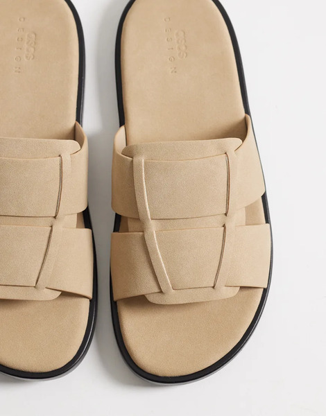  Asos Design Slider Sandals In Stone Neutral 