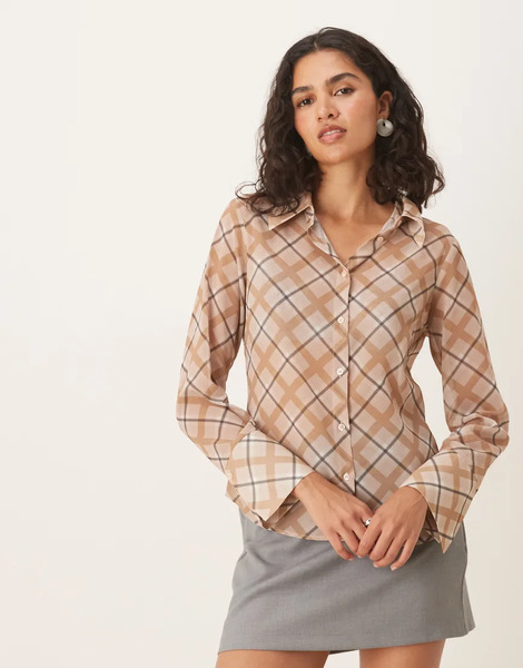  Asos Design Slim Fitted Shirt In Check Multi 