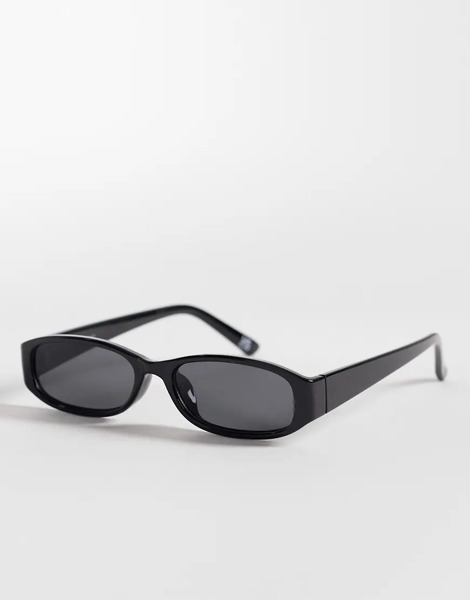  Asos Design Slim Rectangle Sunglasses In Black Frame With Smoke Lens 