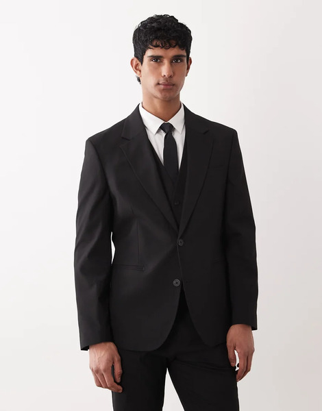  Asos Design Slim Suit Blazer In Black 