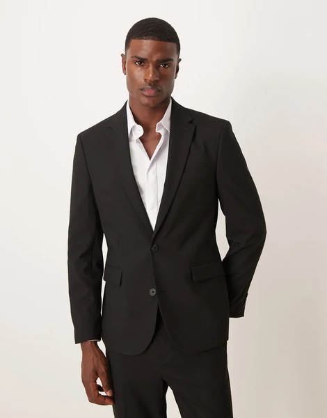  Asos Design Slim Suit Jacket In Black 