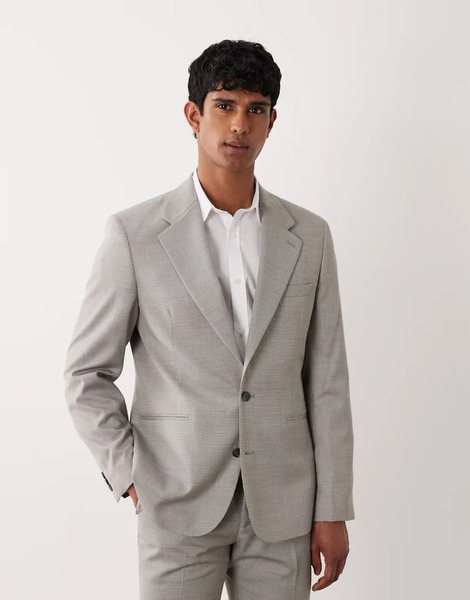  Asos Design Slim Suit Jacket In Light Grey Washable Wool Blend 