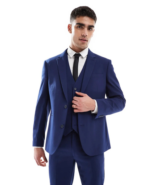  Asos Design Slim Suit Jacket In Navy 