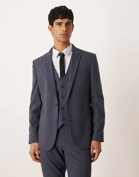  Asos Design Slim Suit Jacket In Navy 
