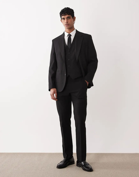  Asos Design Slim Suit Trousers In Black 
