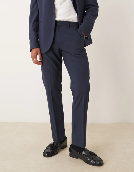  Asos Design Slim Suit Trousers In Navy 