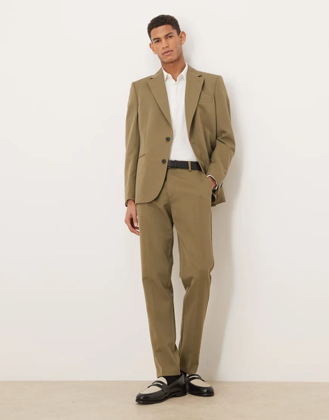  Asos Design Slim Suit Trousers In Olive Green 