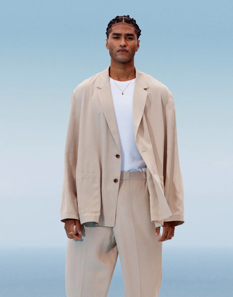  Asos Design Slouchy Oversized Lightweight Suit Jacket In Stone Neutral 