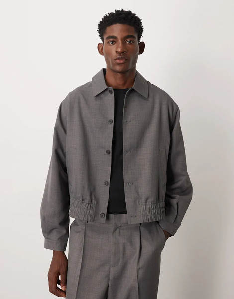  Asos Design Smart Co Ord Blouson Jacket In Grey Melange 